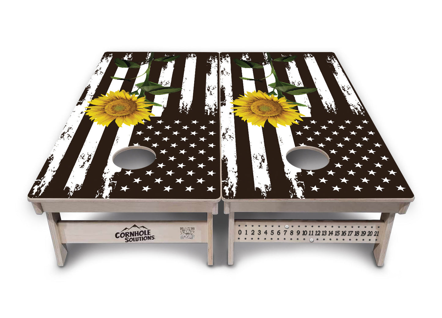 Regulation Cornhole Boards - Sunflower Flag Design - 2'x4' Regulation Cornhole Set - 3/4″ Baltic Birch - UV Direct Print + UV Clear Coat