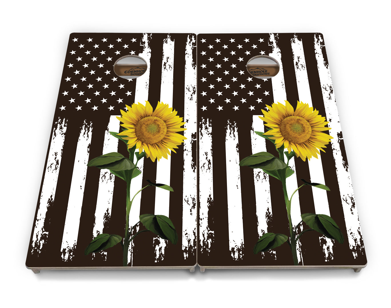 Regulation Cornhole Boards - Sunflower Flag Design - 2'x4' Regulation Cornhole Set - 3/4″ Baltic Birch - UV Direct Print + UV Clear Coat