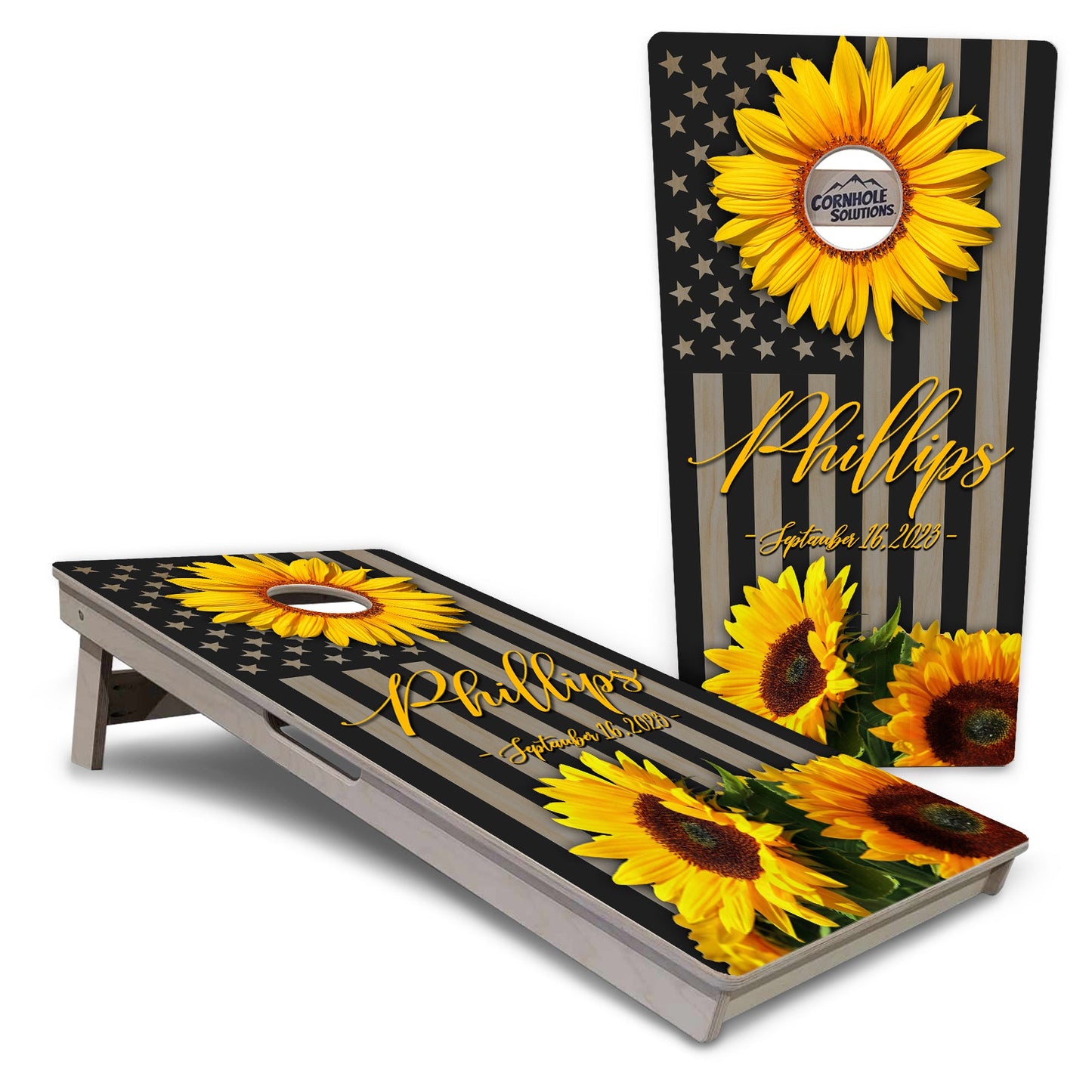 Regulation Wedding Cornhole Set - Sunflower Designs 2'x4' Regulation Cornhole Set - 3/4" Baltic Birch +UV Direct Print +UV Clear Coat