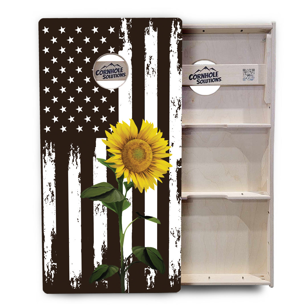 Regulation Cornhole Boards - Sunflower Flag Design - 2'x4' Regulation Cornhole Set - 3/4″ Baltic Birch - UV Direct Print + UV Clear Coat