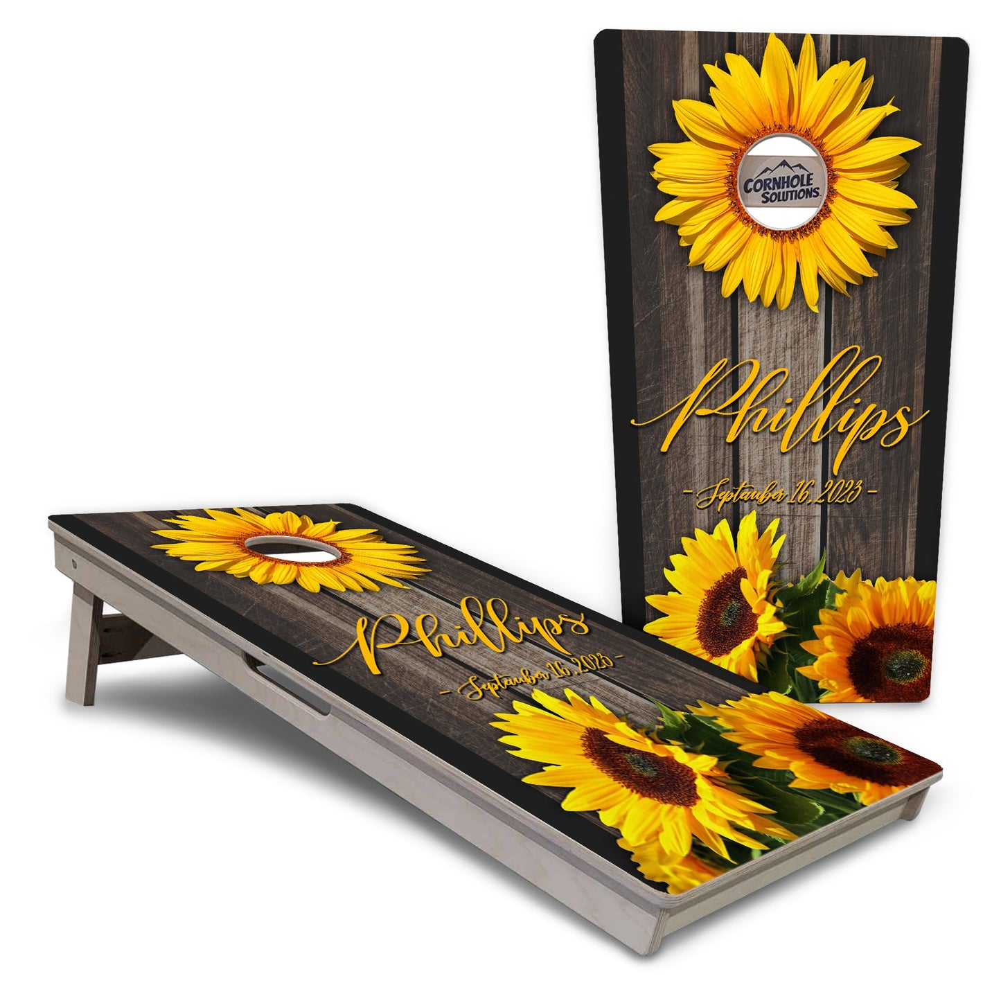 Regulation Wedding Cornhole Set - Sunflower Designs 2'x4' Regulation Cornhole Set - 3/4" Baltic Birch +UV Direct Print +UV Clear Coat