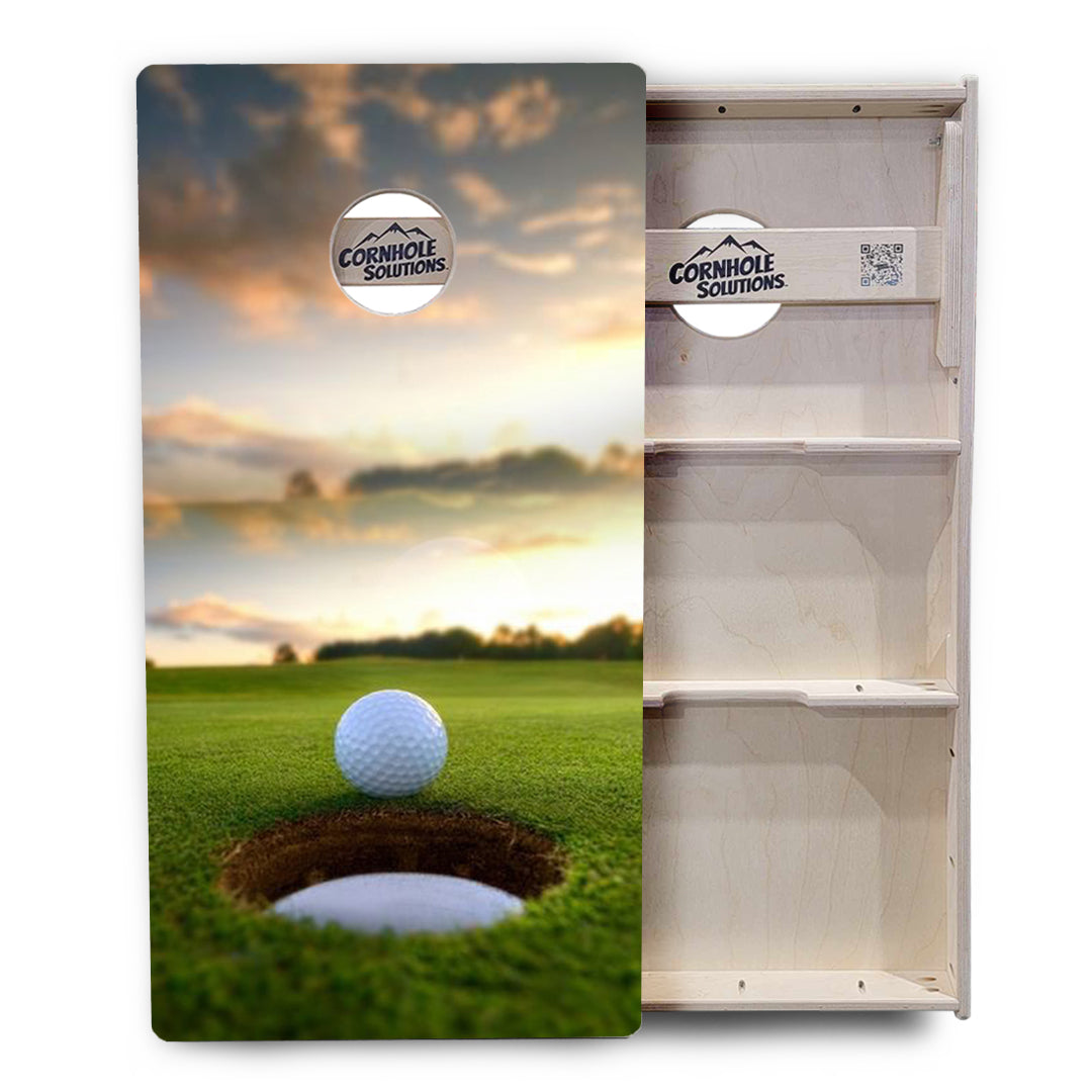 Regulation Cornhole Boards - Golf Course Sunset Design Options - 2'x4' Regulation Cornhole Set - 3/4″ Baltic Birch + UV Direct Print + UV Clear Coat