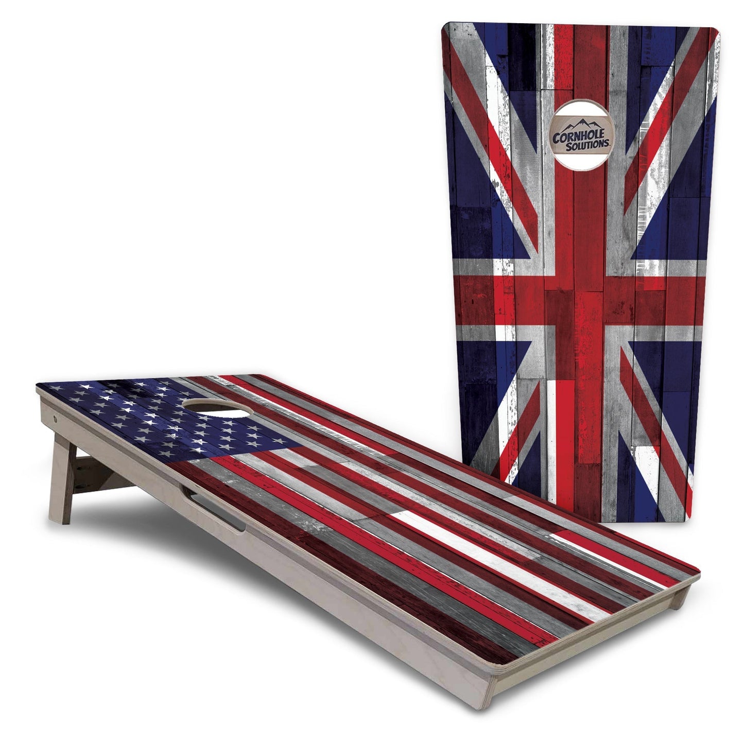 Regulation Cornhole Boards - USA / Canada / Union Jack Plank Flag Design Options - 2'x4' Regulation Cornhole Set - 3/4″ Baltic Birch + UV Direct Print + UV Clear Coat