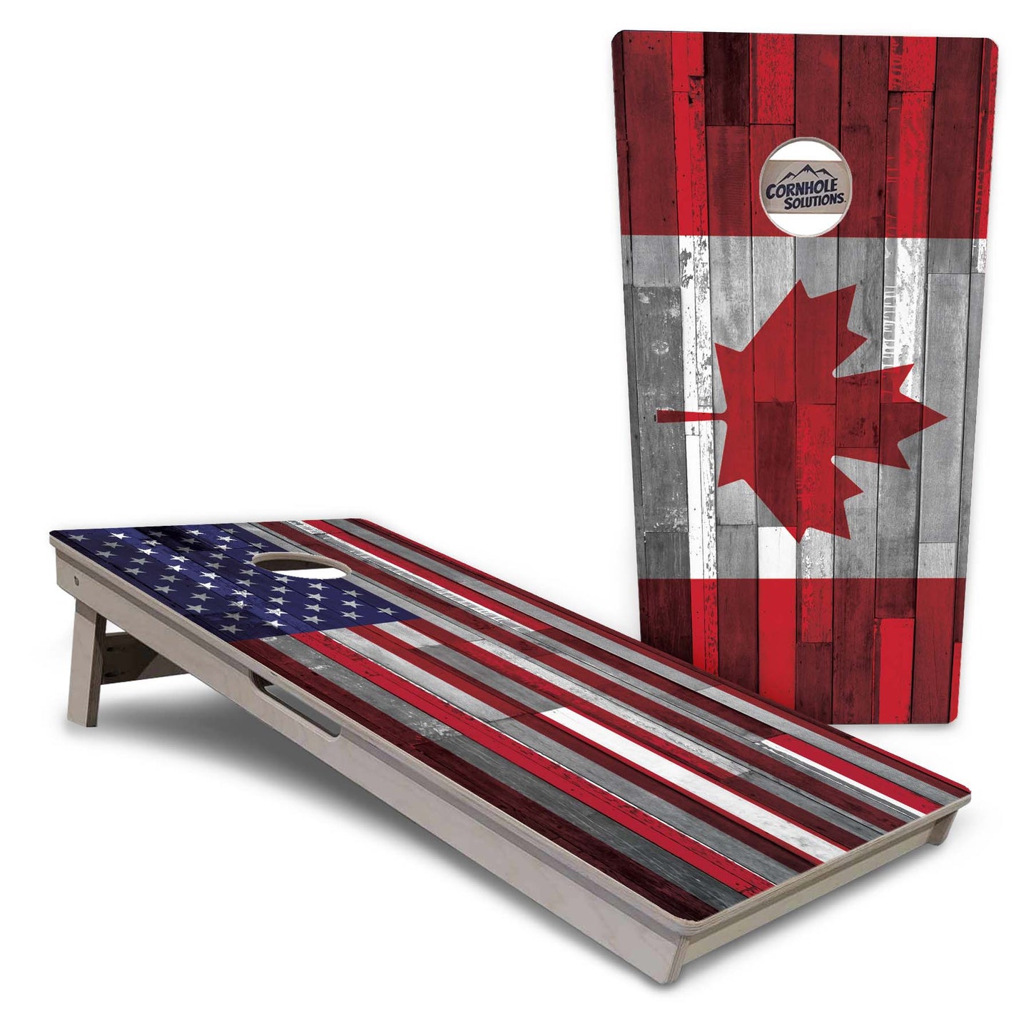 Regulation Cornhole Boards - USA / Canada / Union Jack Plank Flag Design Options - 2'x4' Regulation Cornhole Set - 3/4″ Baltic Birch + UV Direct Print + UV Clear Coat