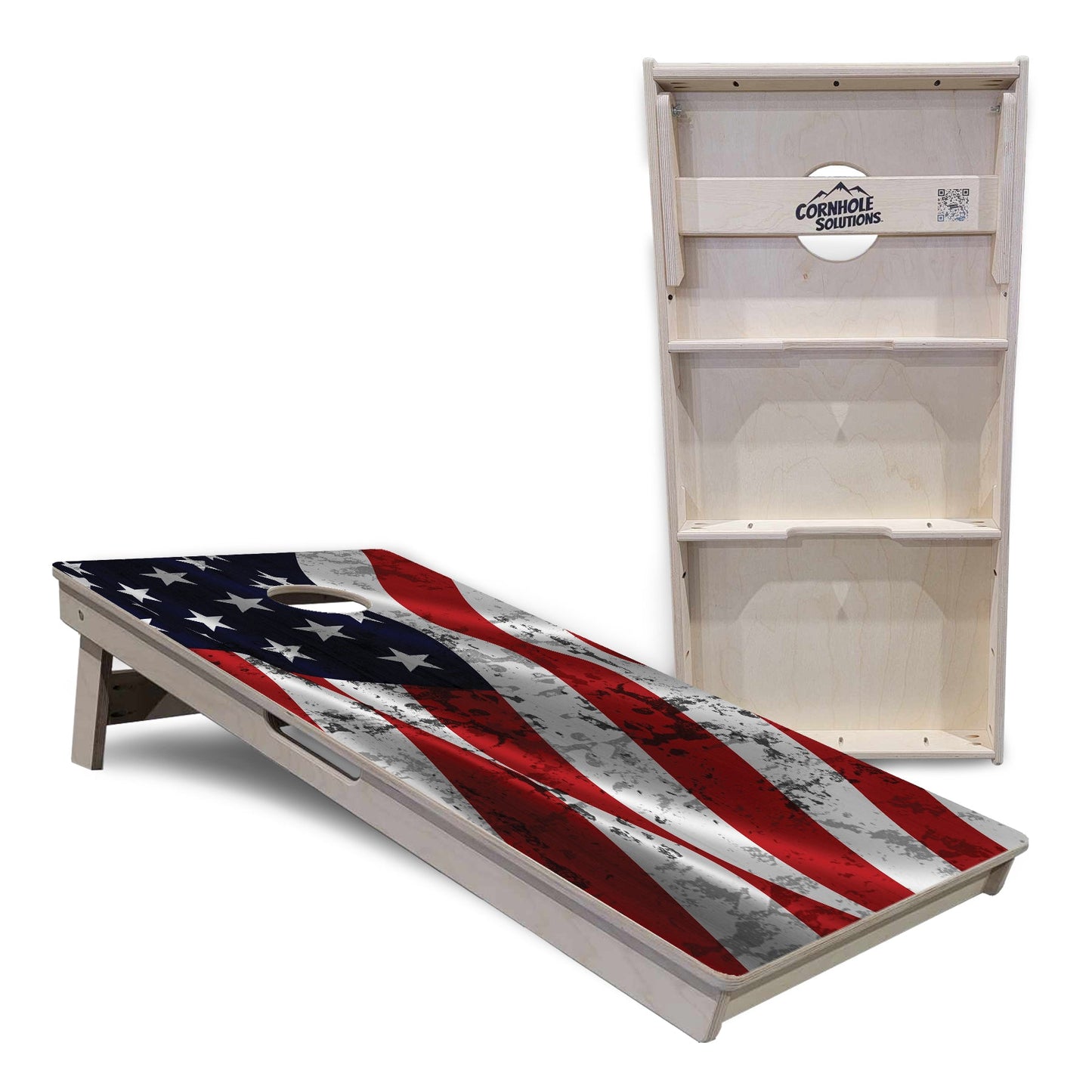 Regulation Cornhole Boards - USA Wavy Flag - 2'x4' Regulation Cornhole Set - 3/4″ Baltic Birch + UV Direct Print + UV Clear Coat