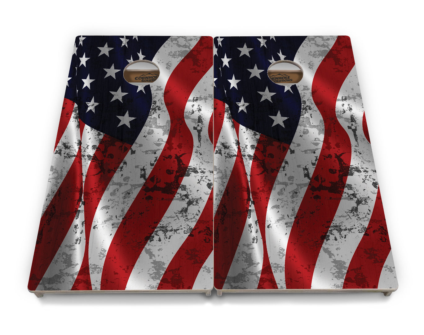 Regulation Cornhole Boards - USA Wavy Flag - 2'x4' Regulation Cornhole Set - 3/4″ Baltic Birch + UV Direct Print + UV Clear Coat