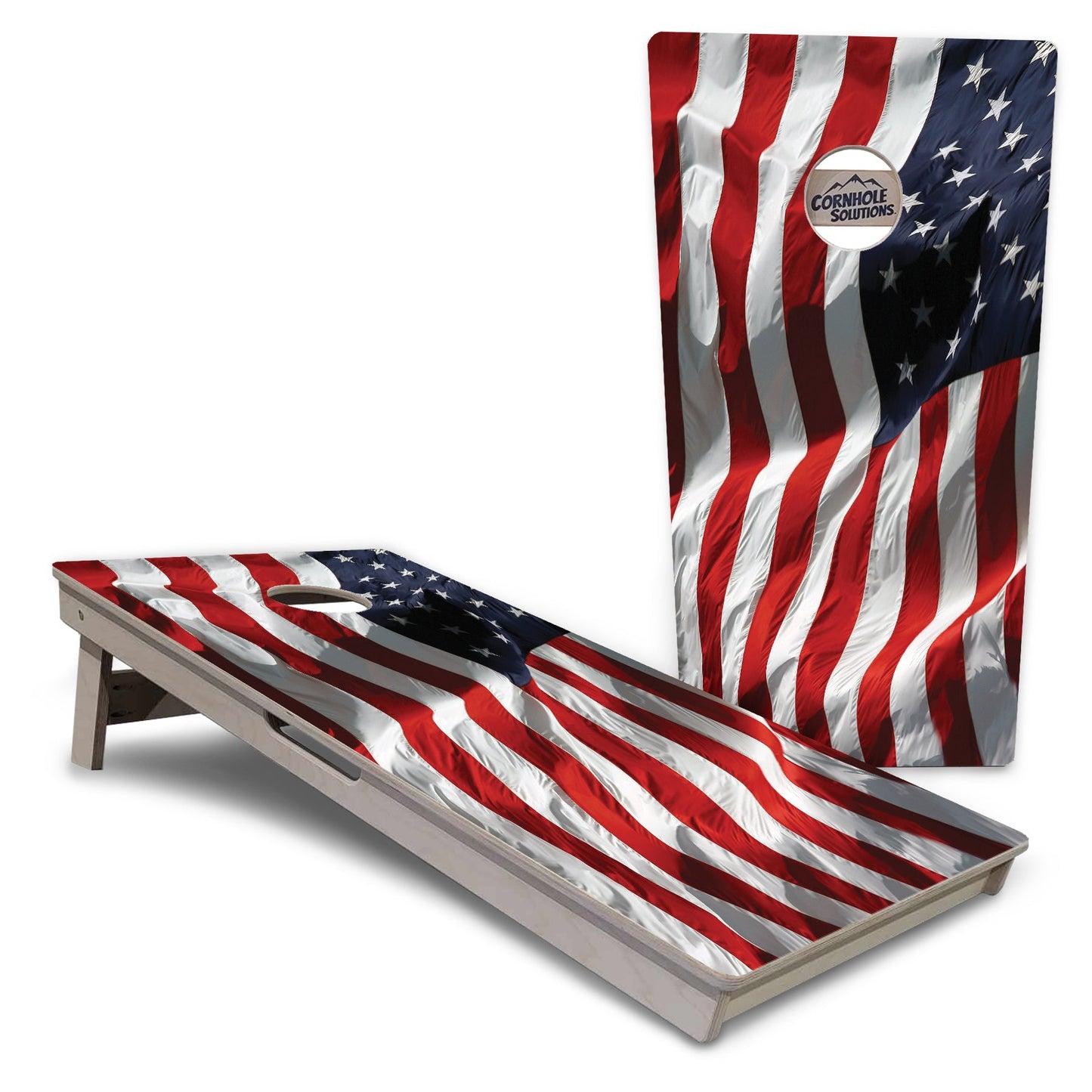 Regulation Cornhole Boards - Waving Flag - 2'x4' Regulation Cornhole Set - 3/4″ Baltic Birch + UV Direct Print + UV Clear Coat