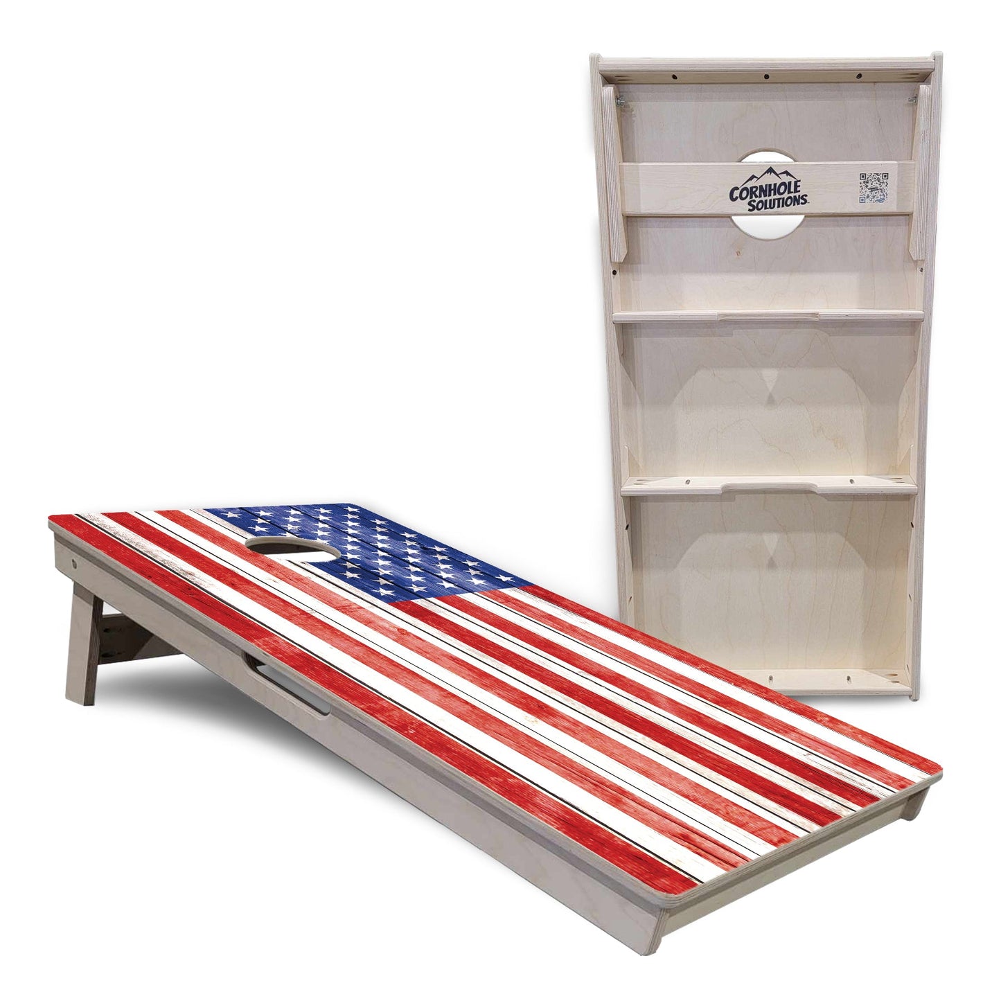 Regulation Cornhole Boards - Whitewash Flag - 2'x4' Regulation Cornhole Set - 3/4″ Baltic Birch - UV Direct Print + UV Clear Coat