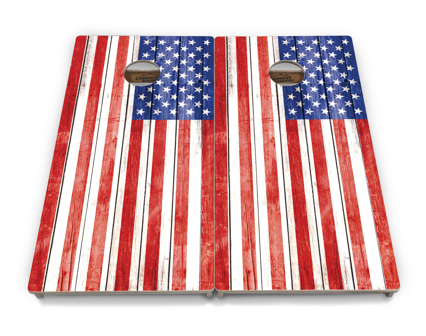 Regulation Cornhole Boards - Whitewash Flag - 2'x4' Regulation Cornhole Set - 3/4″ Baltic Birch - UV Direct Print + UV Clear Coat