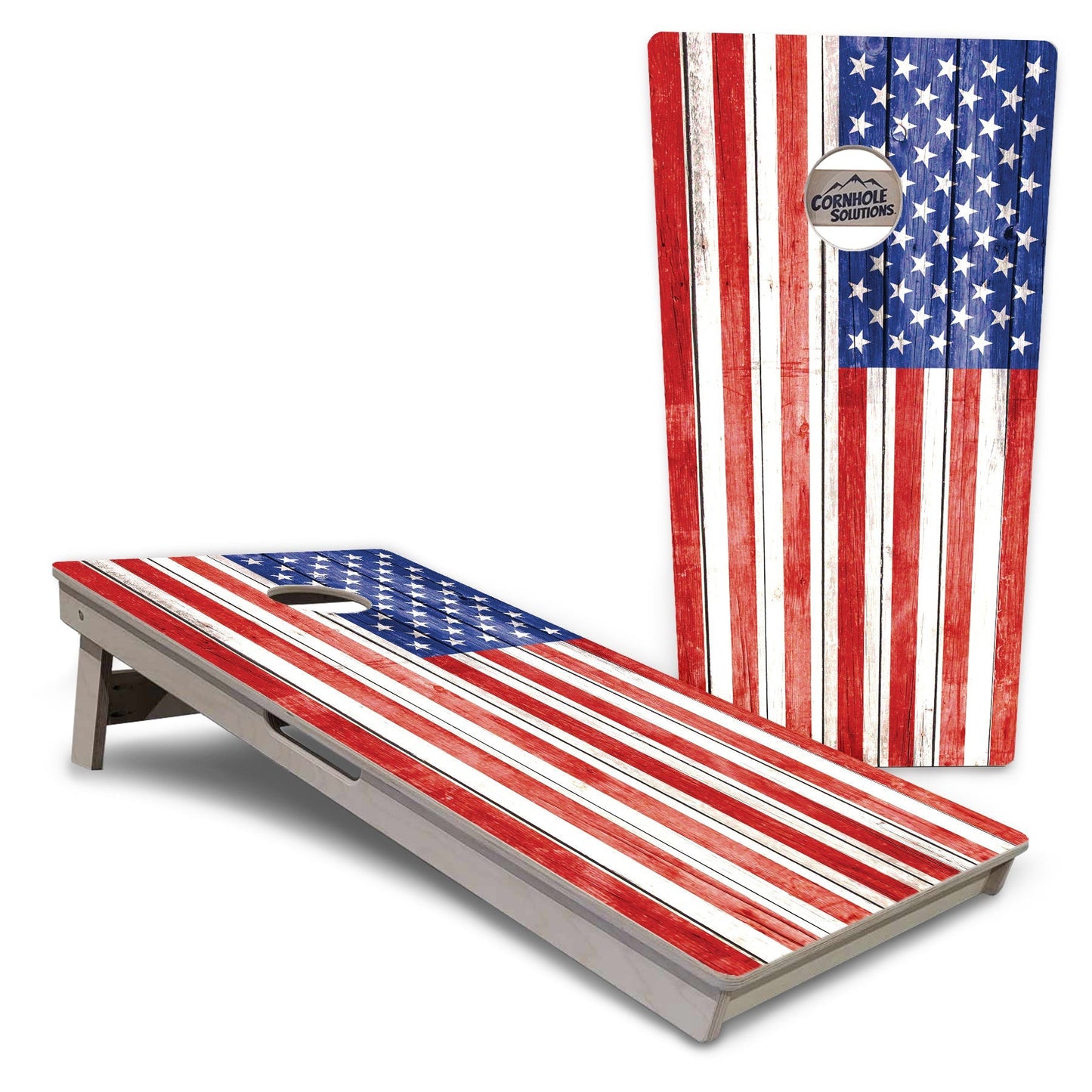 Regulation Cornhole Boards - Whitewash Flag - 2'x4' Regulation Cornhole Set - 3/4″ Baltic Birch - UV Direct Print + UV Clear Coat