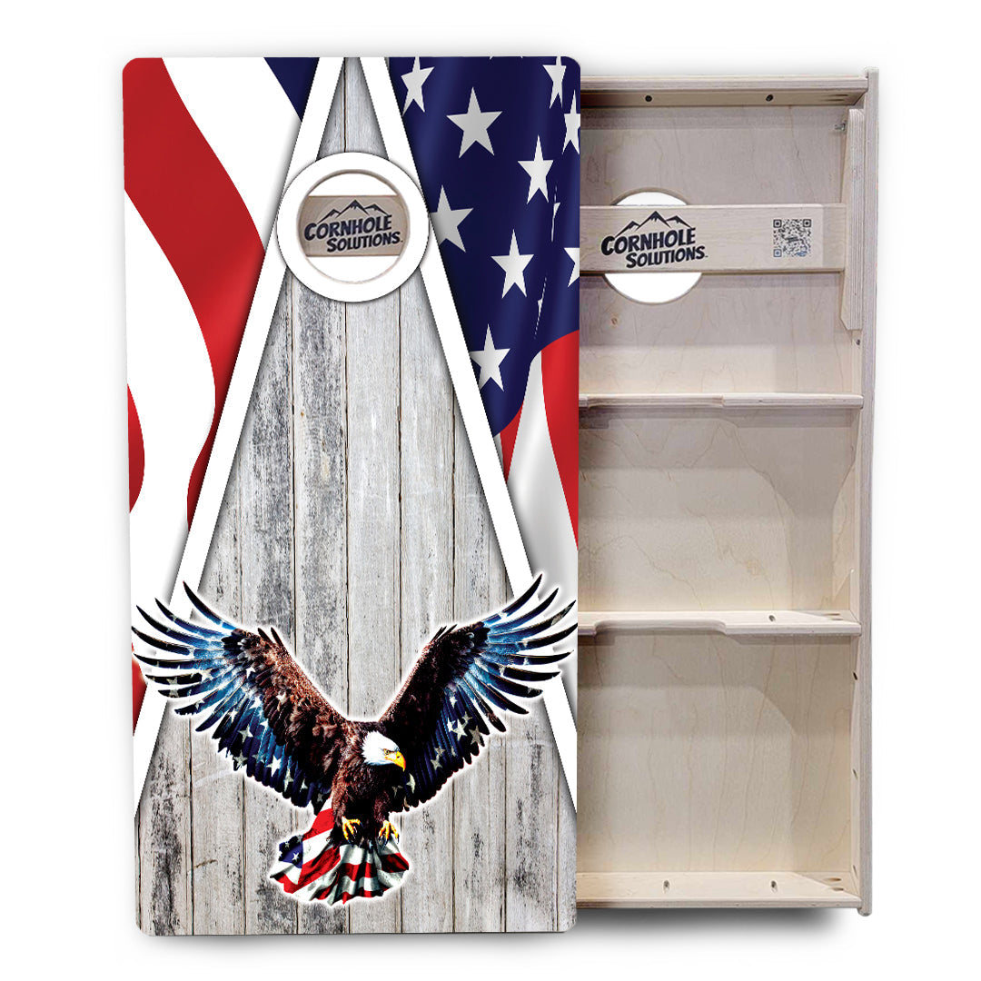 Regulation Conrhole Boards - Eagle Flag Design Options - 2'x4' Regulation Cornhole Set - 3/4″ Baltic Birch + UV Direct Print + UV Clear Coat