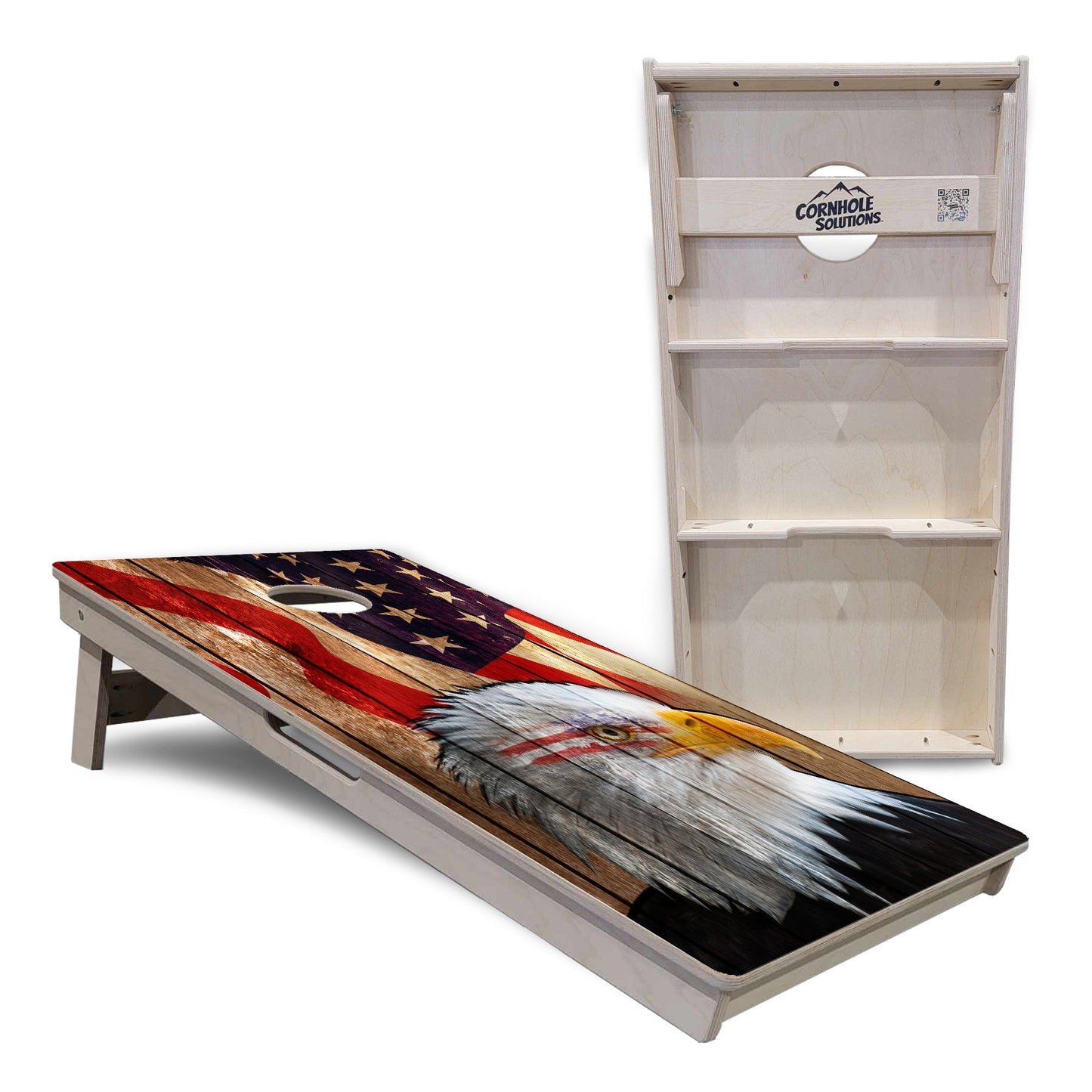 Regulation Cornhole Boards - Eagle Flag Design Options - 2'x4' Regulation Cornhole Set - 3/4″ Baltic Birch + UV Direct Print + UV Clear Coat