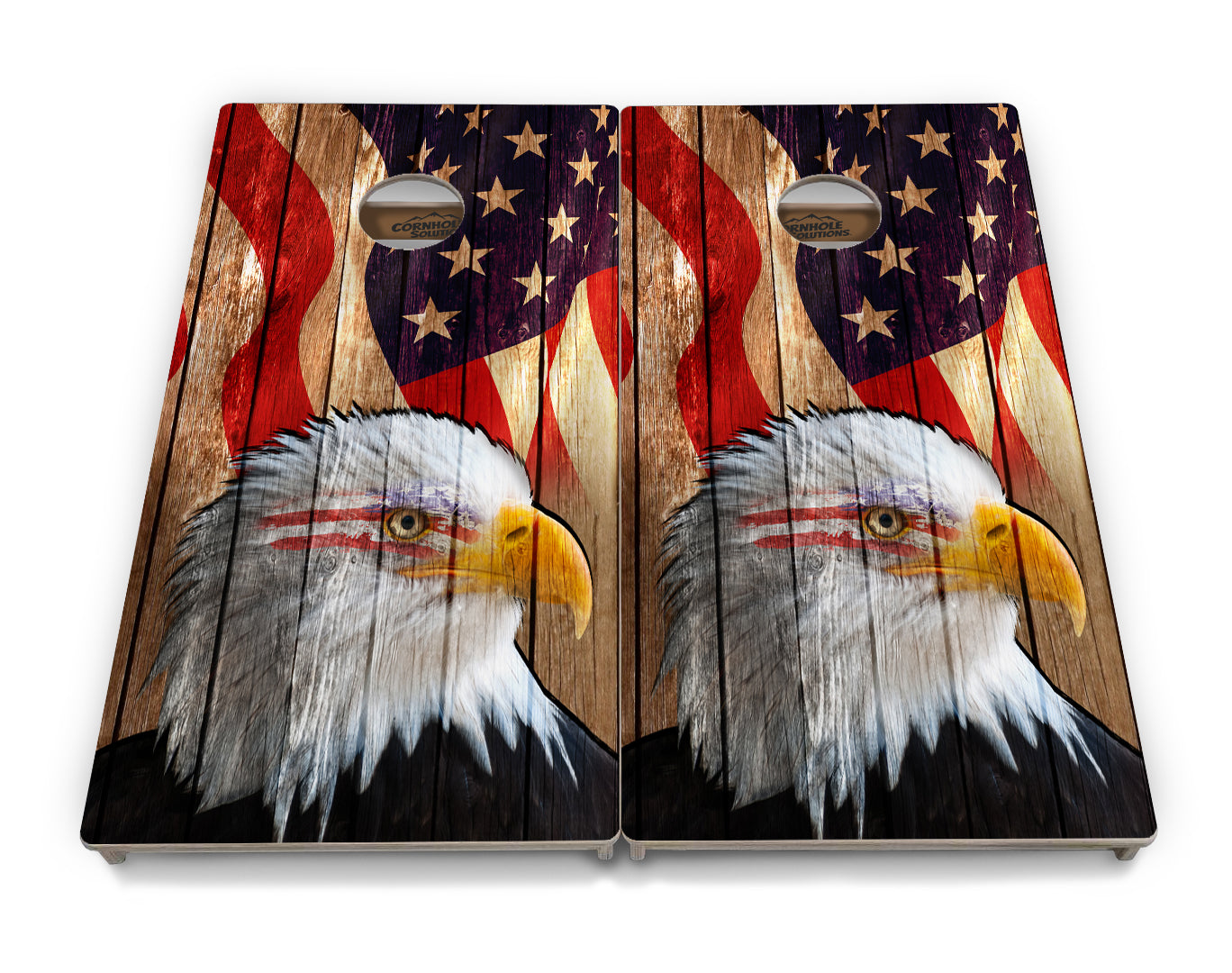 Regulation Cornhole Boards - Eagle Flag Design Options - 2'x4' Regulation Cornhole Set - 3/4″ Baltic Birch + UV Direct Print + UV Clear Coat