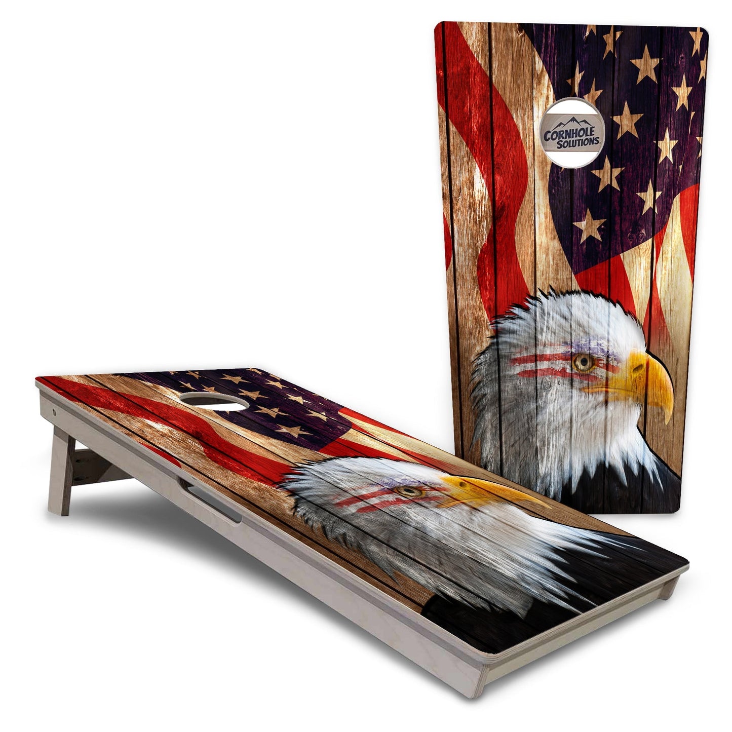 Regulation Cornhole Boards - Eagle Flag Design Options - 2'x4' Regulation Cornhole Set - 3/4″ Baltic Birch + UV Direct Print + UV Clear Coat