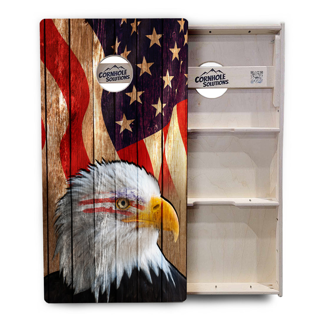 Regulation Cornhole Boards - Eagle Flag Design Options - 2'x4' Regulation Cornhole Set - 3/4″ Baltic Birch + UV Direct Print + UV Clear Coat