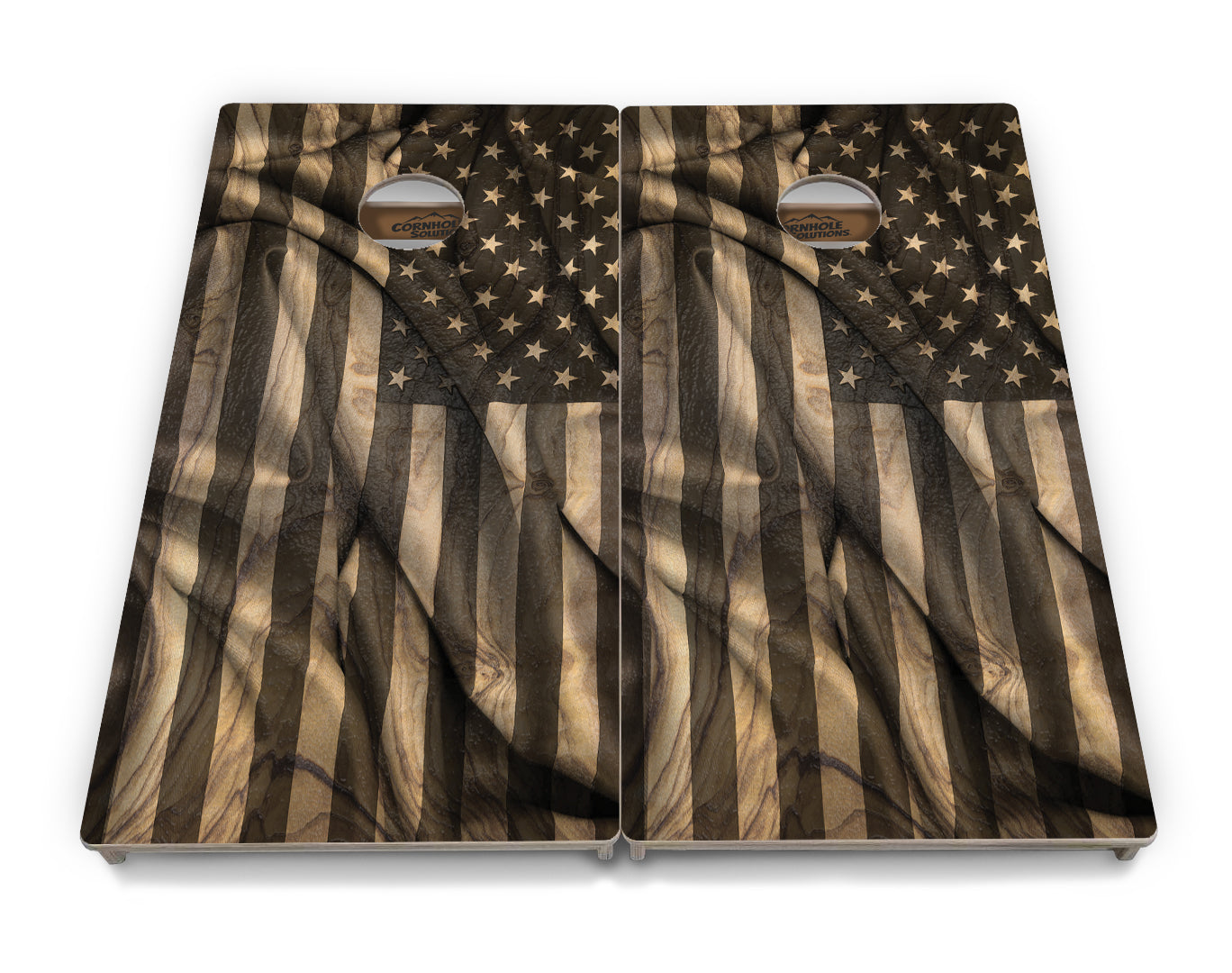 Regulation Cornhole Boards - Wooden Waving Flag - 2'x4' Regulation Cornhole Set - 3/4″ Baltic Birch + UV Direct Print + UV Clear Coat