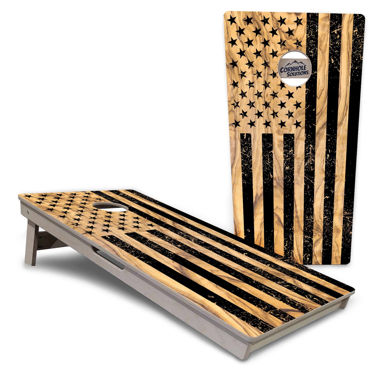 Regulation Cornhole Boards - Light Wood Flag Design Options - 2'x4' Regulation Cornhole Set - 3/4″ Baltic Birch + UV Direct Print + UV Clear Coat