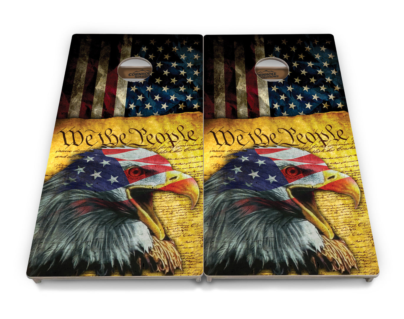 Regulation Cornhole Boards - Eagle Flag Design Options - 2'x4' Regulation Cornhole Set - 3/4″ Baltic Birch + UV Direct Print + UV Clear Coat