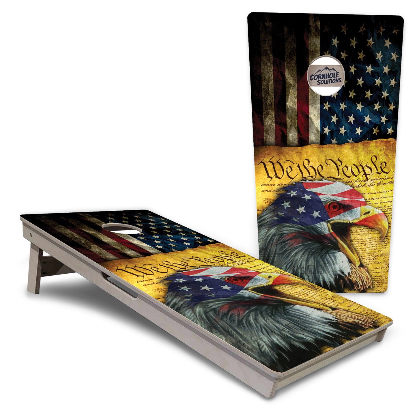 Regulation Cornhole Boards - Eagle Flag Design Options - 2'x4' Regulation Cornhole Set - 3/4″ Baltic Birch + UV Direct Print + UV Clear Coat