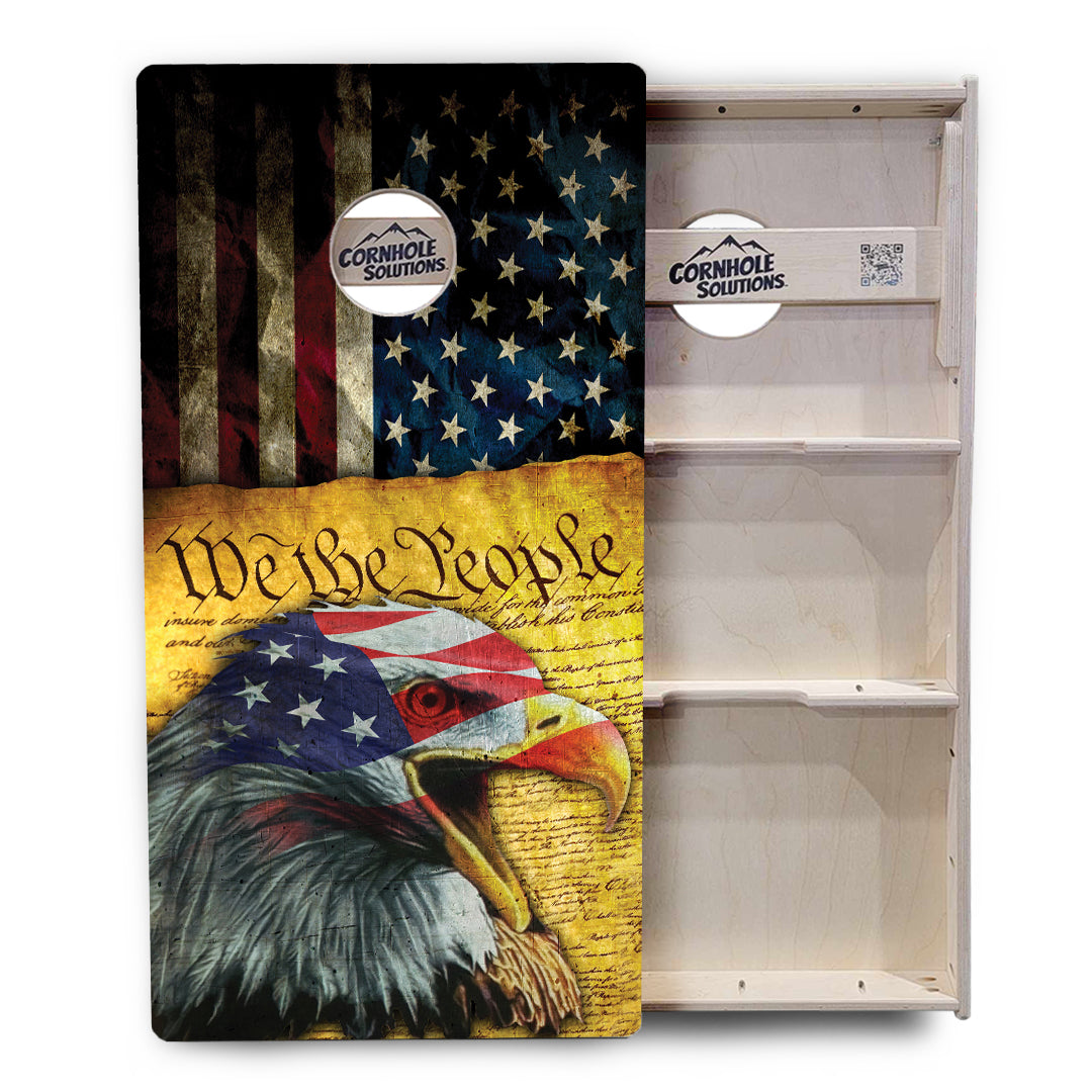 Regulation Cornhole Boards - Eagle Flag Design Options - 2'x4' Regulation Cornhole Set - 3/4″ Baltic Birch + UV Direct Print + UV Clear Coat